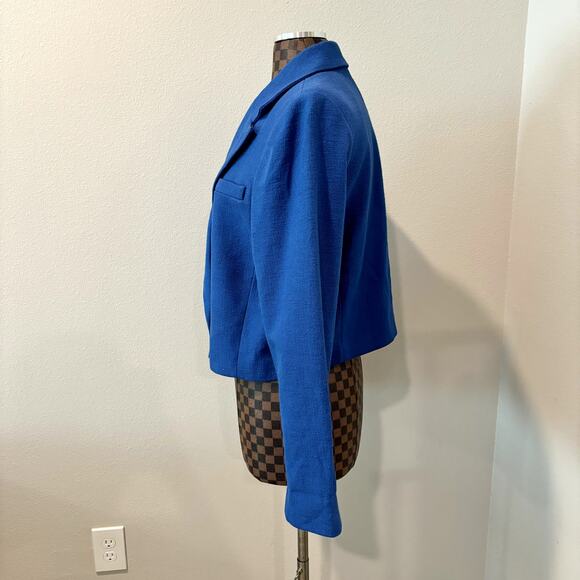 Maeve by Anthropologie Blue Blazer Jacket Large Short Double Breasted Mod Coat - Picture 3 of 12